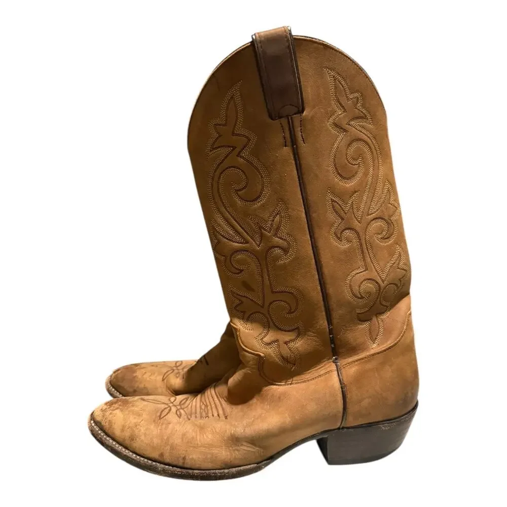 Justin Men’s 2330 USA 11.5 EE Tan Western Cowboy Leather Trail Boss Boots